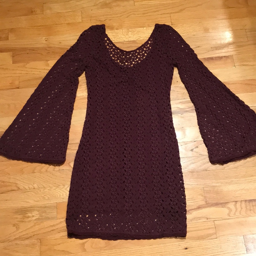 Free People Crocheted Bell-Sleeved Dress